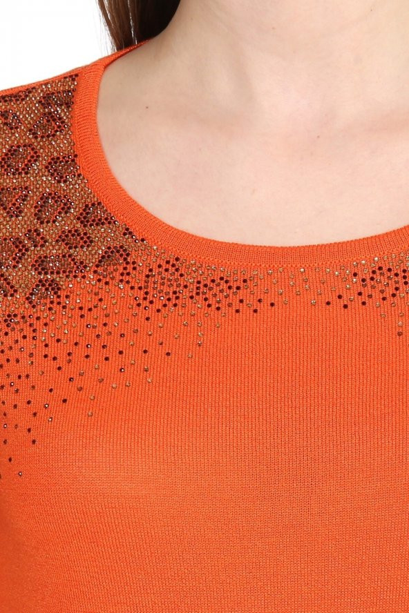 Kristal Taş Bayan Triko Bluz - Resim 4