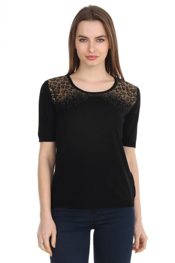 Kristal Taş Bayan Triko Bluz - Resim 6