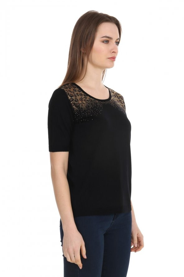 Kristal Taş Bayan Triko Bluz - Resim 8