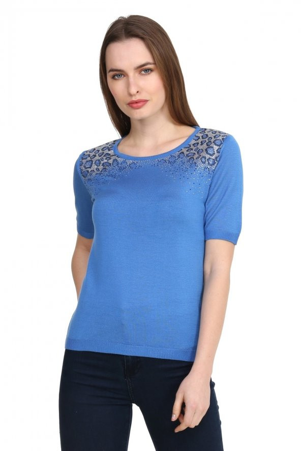 Kristal Taş Bayan Triko Bluz - Resim 10