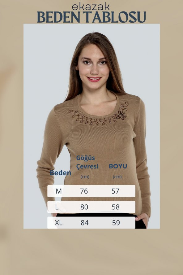 Boncuk Işlemeli Triko Kazak - 5