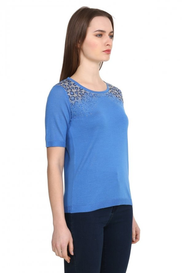 Kristal Taş Bayan Triko Bluz - Resim 12