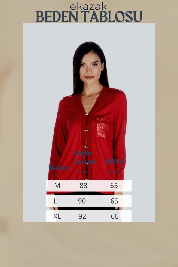 Kristal Taşlı Agraf Cep Baskılı Konfor Viskoz-lycra Hırka - 12