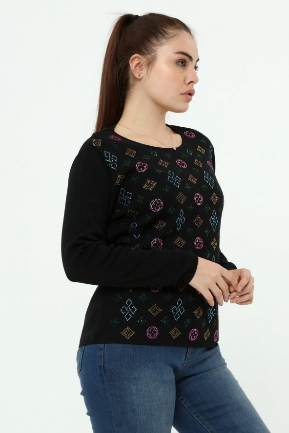 Kristal Taş Baskılı Luxurytriko Kazak - 3