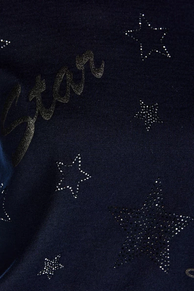 Kadın Kristal Taş Baskı Dejorlu Triko Kazak - 5