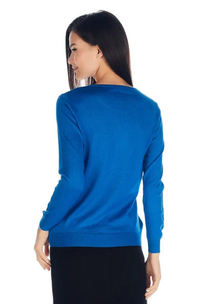 Kadın Kristal Taş Baskı Dejorlu Triko Kazak - 12