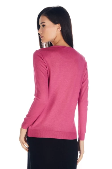 Kadın Kristal Taş Baskı Dejorlu Triko Kazak - 7