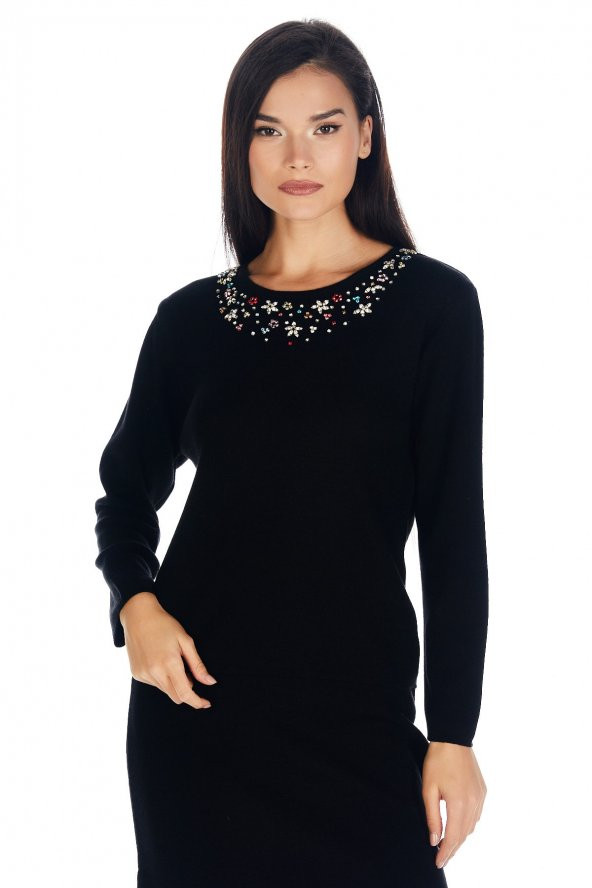 Kadın Kristal Taş El Işçliği Triko Bluz - Resim 7