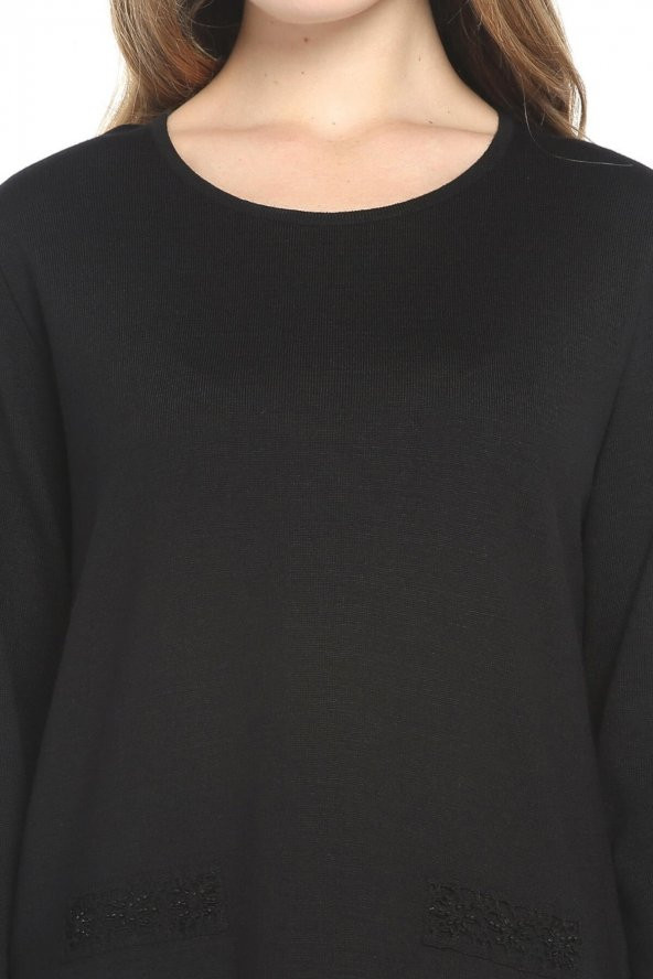 Cep Detaylı Triko Kazak - 4