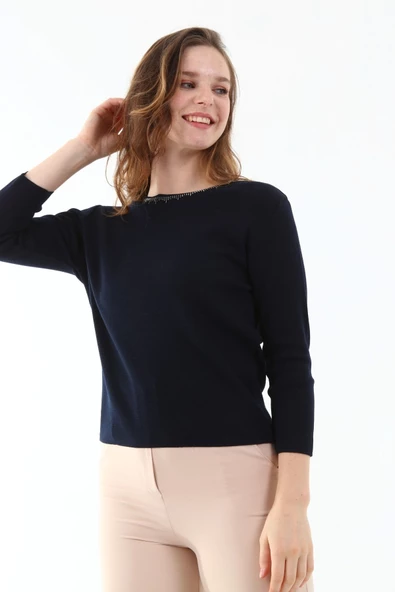 Kadın Kristal (crystalized By Swarovski) Taşlı Triko Kazak - 6