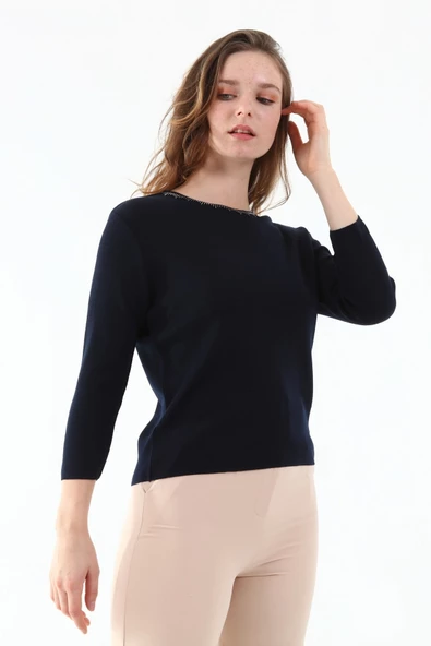 Kadın Kristal (crystalized By Swarovski) Taşlı Triko Kazak - 9