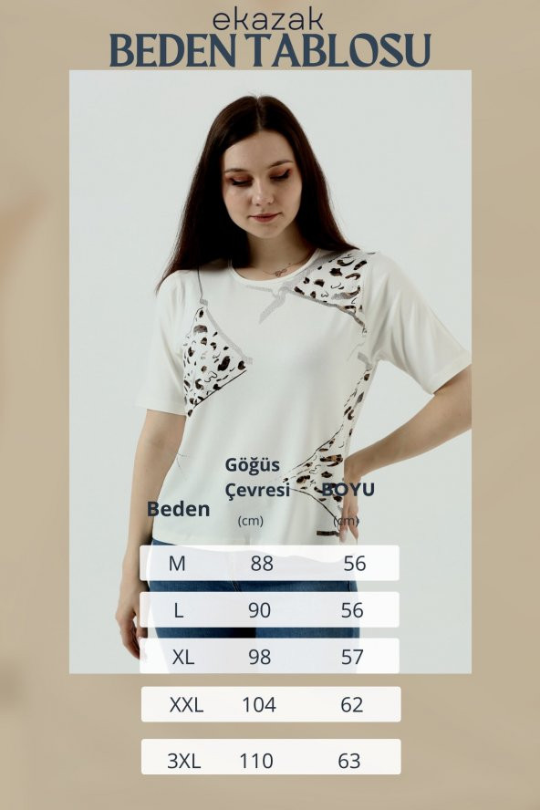 Kadın Baskılı Detaylı Tişört - 7