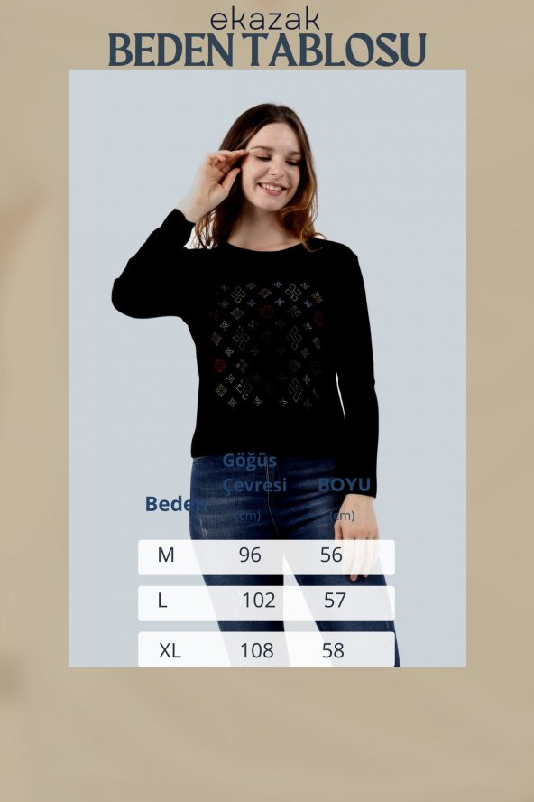 Kadın Kristal Taşlı Triko Bluz - 6