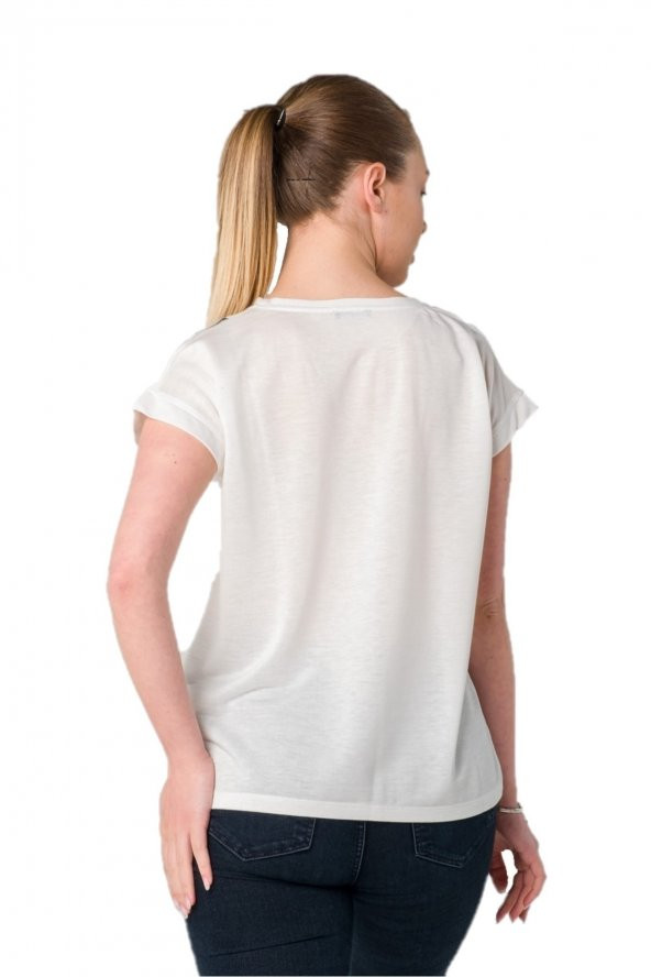Transparan Devoe Baskılı Bluz Tshirt - 2