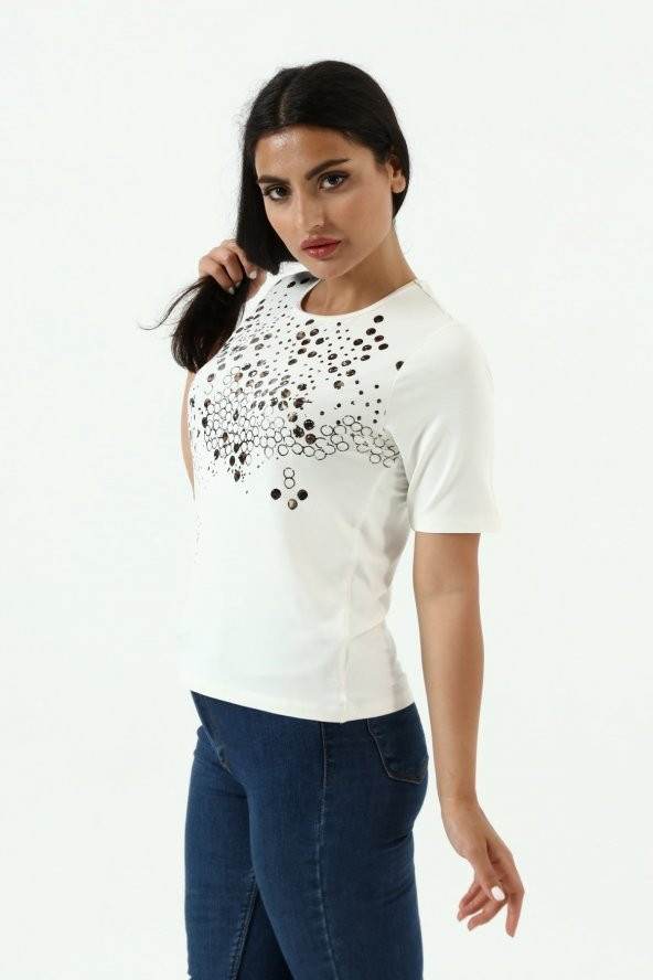 Örme Gold Baskılı Tişört - 11