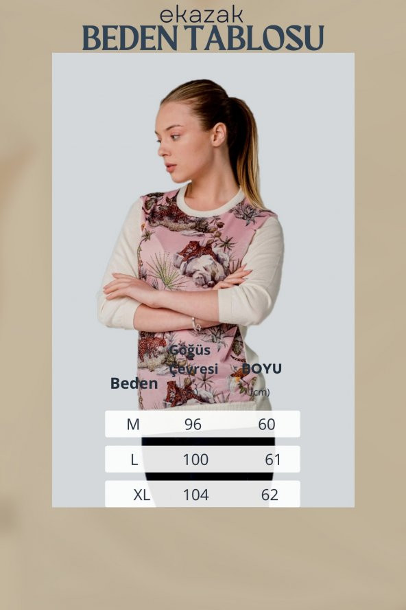 Kristal Doğal Yaşam Baskılı Örme Bluz - 10