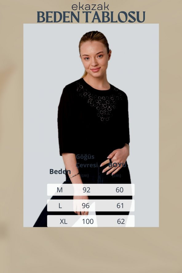 Kristal Baskılı Viskoz Örme Bluz - 10