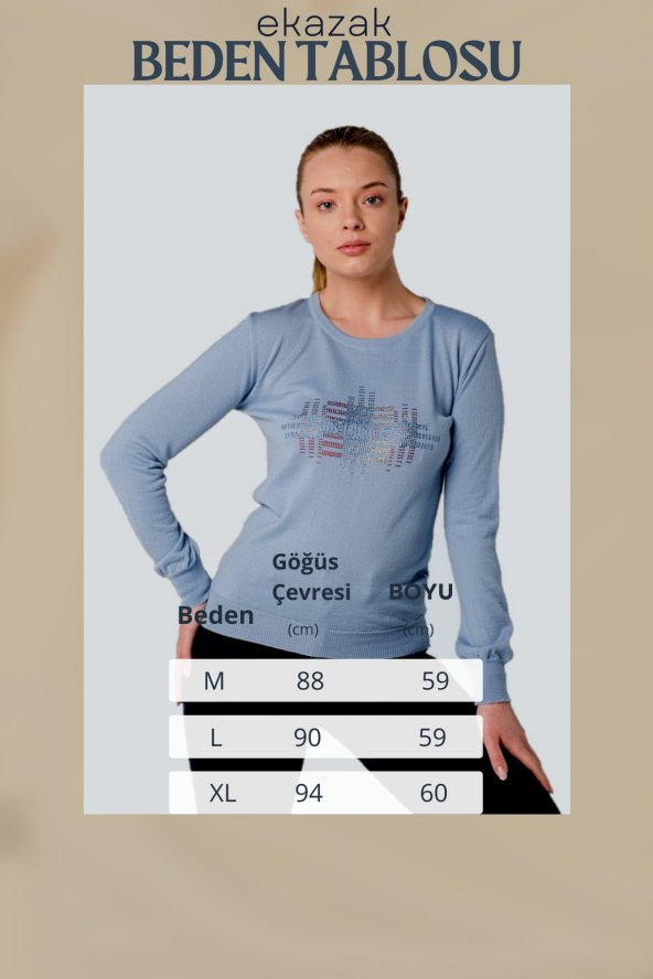 Mavi Blue Kristal Taş Detaylı Yün Kazak - 5