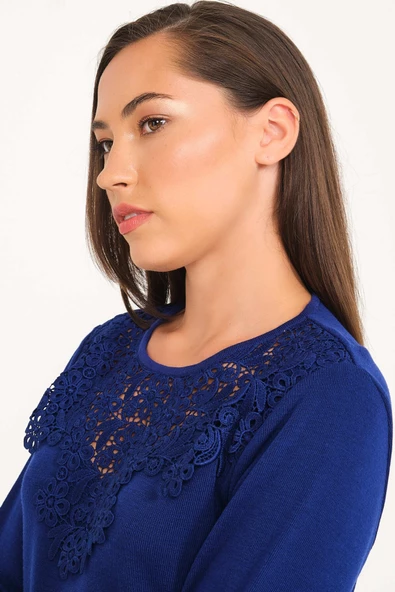 Güpür Dantelli Kristal Triko Kazak - 12