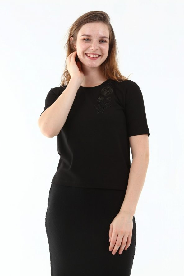 Gül Nakışlı Hırka Bluz Takım - 6