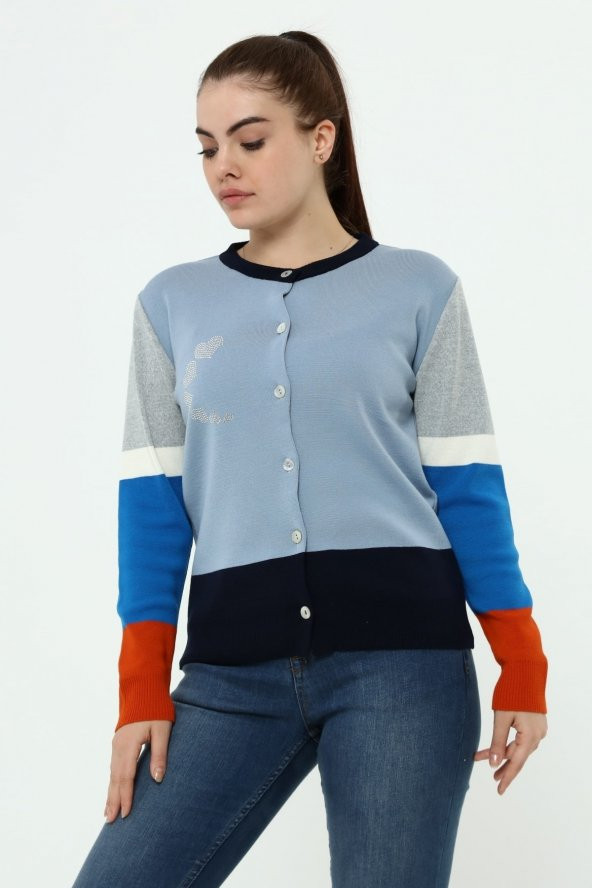 Kadın Kristal Taş Kalplı Hırka - 8