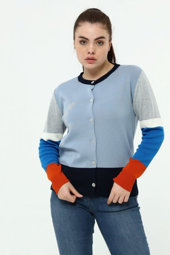 Kadın Kristal Taş Kalplı Hırka - 12