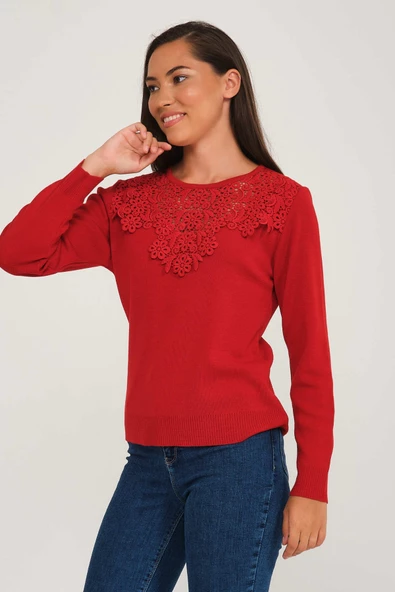 Güpür Dantelli Kristal Triko Kazak - 3