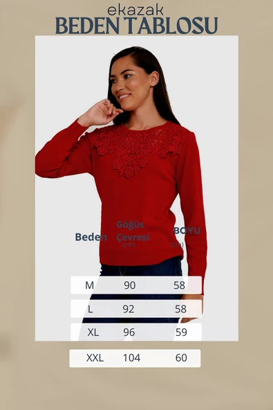 Güpür Dantelli Kristal Triko Kazak - 7