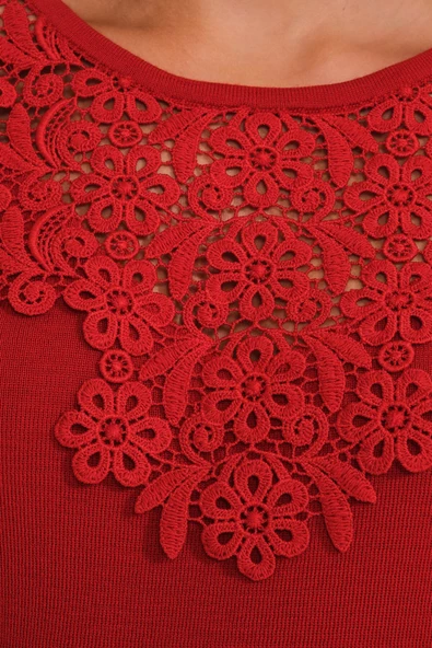 Güpür Dantelli Kristal Triko Kazak - 4