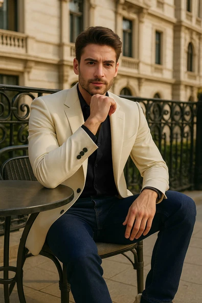 Erkek Likralı Straight Fit Jean Pantolon Mavi ürün görseli 1