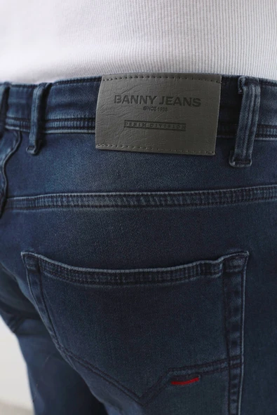 Erkek Likralı Straight Fit Jean Pantolon Mavi - Resim 8