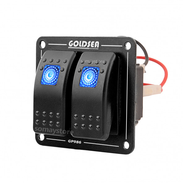 Goldsea 2 Anahtarlı Switch Panel Slim Model  Kontrol Paneli Mavi Işıklı 12-24v