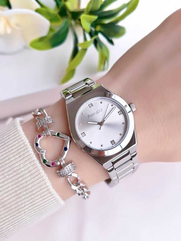 BLKT.2.966 Ferrucci Kadın Kol Saat 30 Mt Suya Dayanıklı Çelik Kordon Kararmaz Renk Atmaz+Bileklik - Resim 2