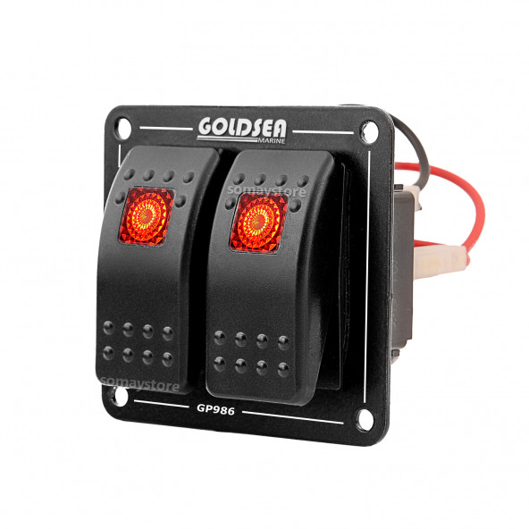 Goldsea 2 Anahtarlı Switch Panel Slim Model Kontrol Paneli Kırmızı Işıklı 12-24v