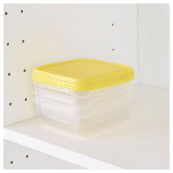 3 lü Set Saklama Kabı Sarı Renk MeridyenDukkan Çok Amaçlı Özelliği 0.6 lt 3Adet Sarı Kapak - 2