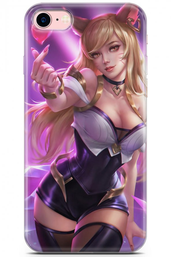 Apple iPhone 7 - 8 Kılıf Orijinal Seri Anime 04 Kalpli Silikon Kılıf Mavi