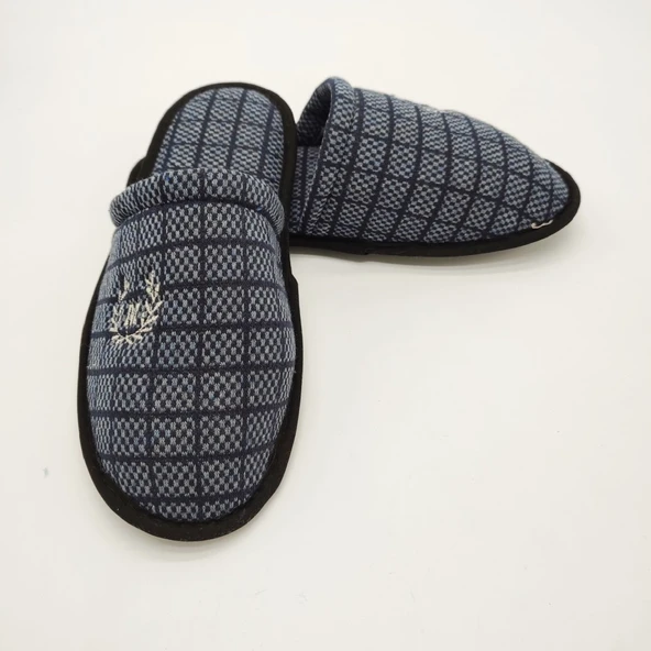 Lacivert Renk Kare Desenli Erkek Terlik - 10