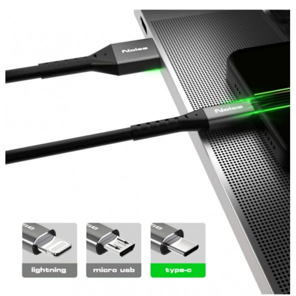 3 Metre Noise 300CM 3 Amper Siyah Type-C Hızlı Şarj & Data Kablo Samsung, Oppo,realme, Huawei, Xiaomi, Redmi Uyumlu - 3