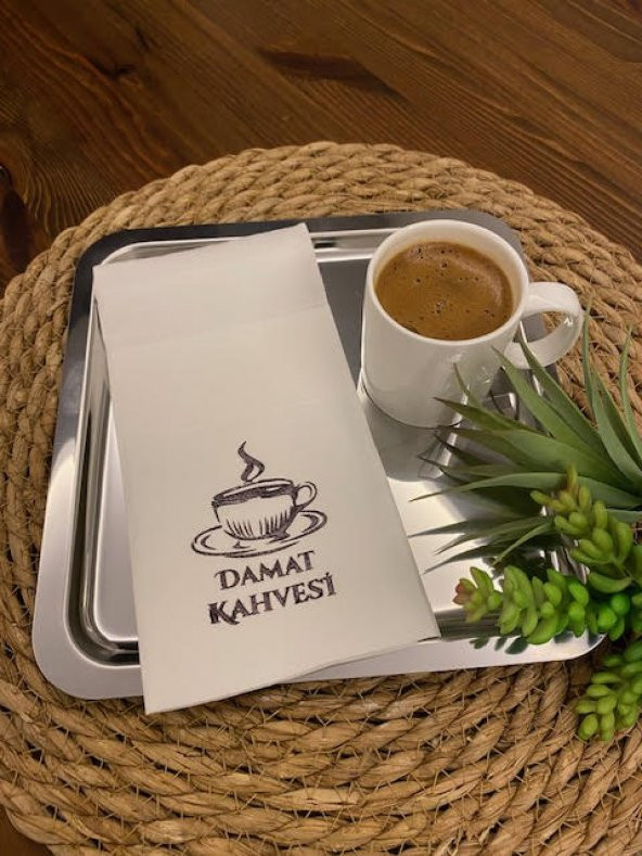 Siyah Yaldızlı Beyaz Damat Kahvesi Cepli Peçete - 2
