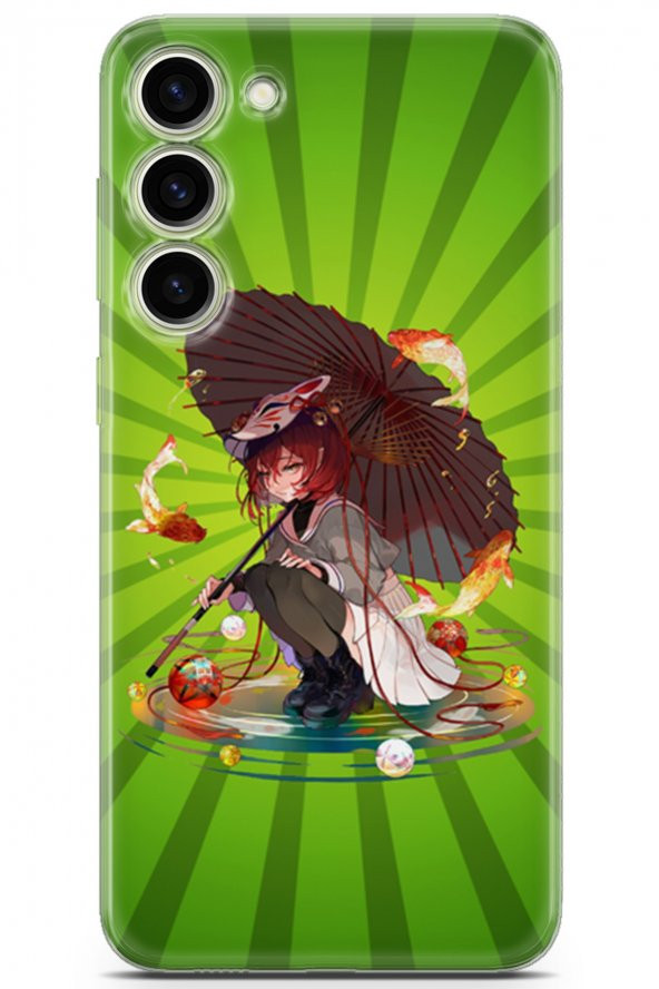 Samsung Galaxy S23 Plus Kılıf Orijinal Seri Anime 17 Şemsiyeli Kız Yumuşak Kılıf Lacivert