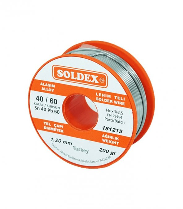 Soldex 40-60 Lehim Teli 200 Gr 1.2 mm- Sn40  Pb60