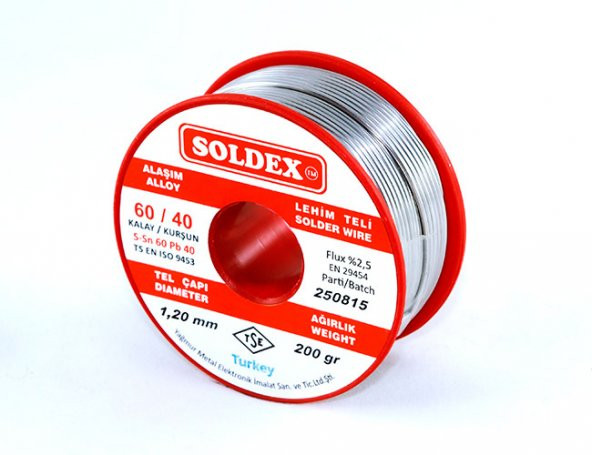 Soldex 60-40 Lehim Teli 200 Gr 0,75 mm - Sn60  Pb40