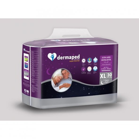 Dermaped Gece X-Large 120-170 cm 30lu Bel Bantlı Yetişkin Hasta Bezi