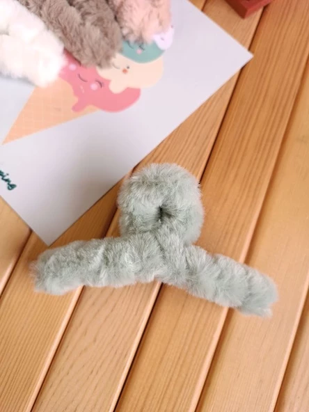 Peluş Tüylü Mandal Toka - 6