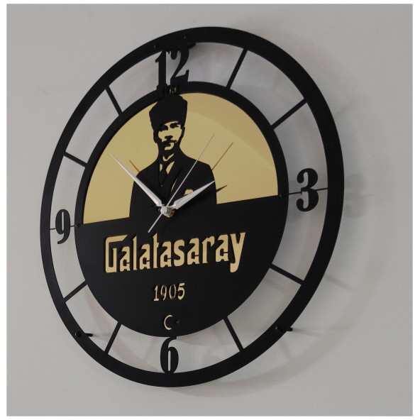 Atatürk Galatasaray Yazılı Metal Duvar Saati