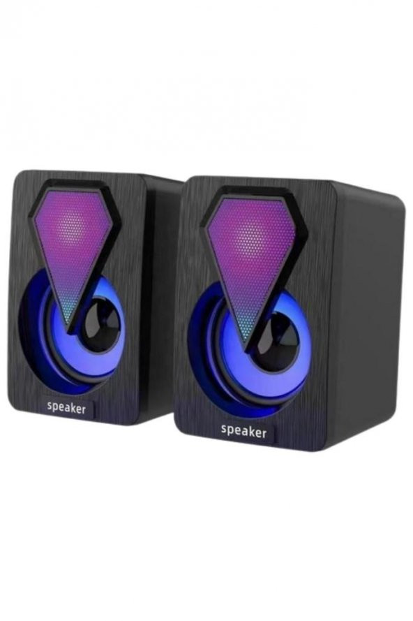 Bilgisayar Hoparlörü Rgb Led Işıklı Laptop Gaming Oyuncu Hoparlörü 1+1 Ses Sistemi Spreaker - 3