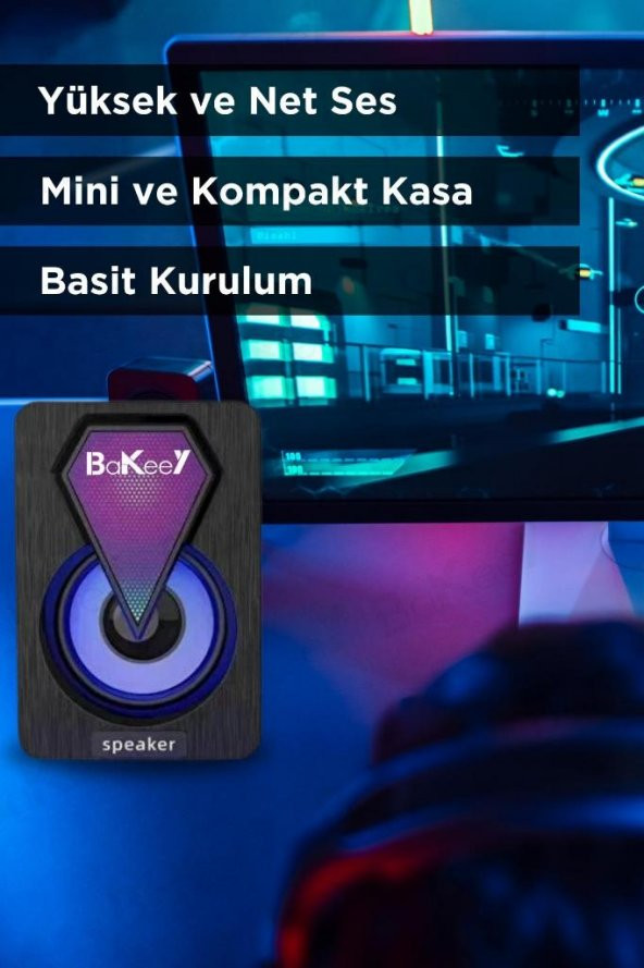 Bilgisayar Hoparlörü Rgb Led Işıklı Laptop Gaming Oyuncu Hoparlörü 1+1 Ses Sistemi Spreaker - 4