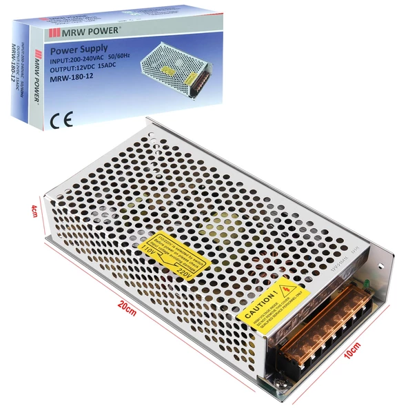 MRW-180-12 Metal Kasa Adaptör 12 Volt 15 Amper