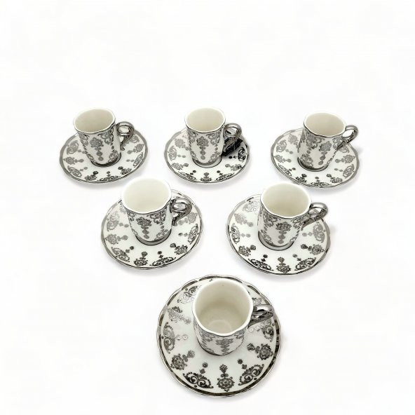 Aries Gümüş 6 Kişilik Kahve Fincanı Takımı - 90 ml - 4