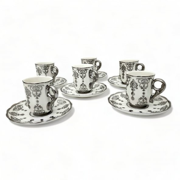 Aries Gümüş 6 Kişilik Kahve Fincanı Takımı - 90 ml - 5